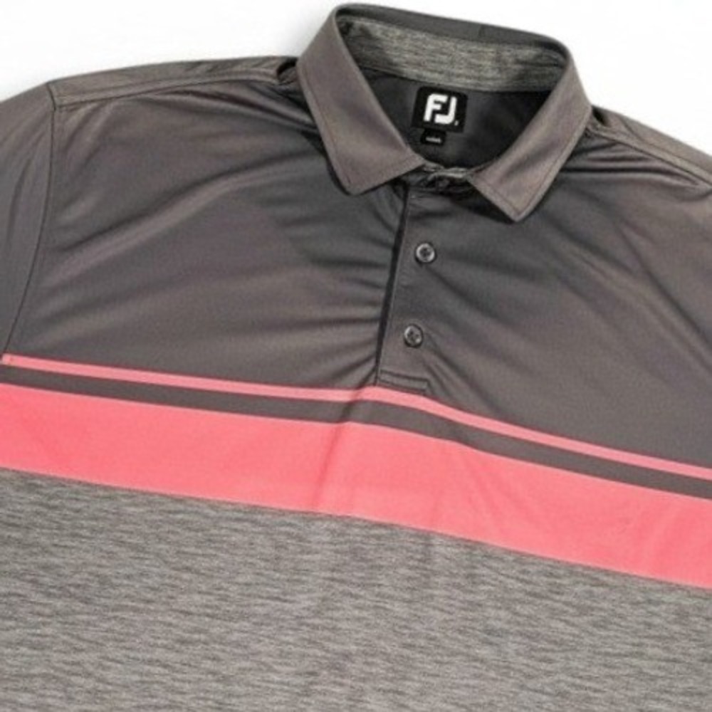 FootJoy Golf Polo Shirt Mens XL Short Sleeve Grey Pink Stowe Country Club Logo